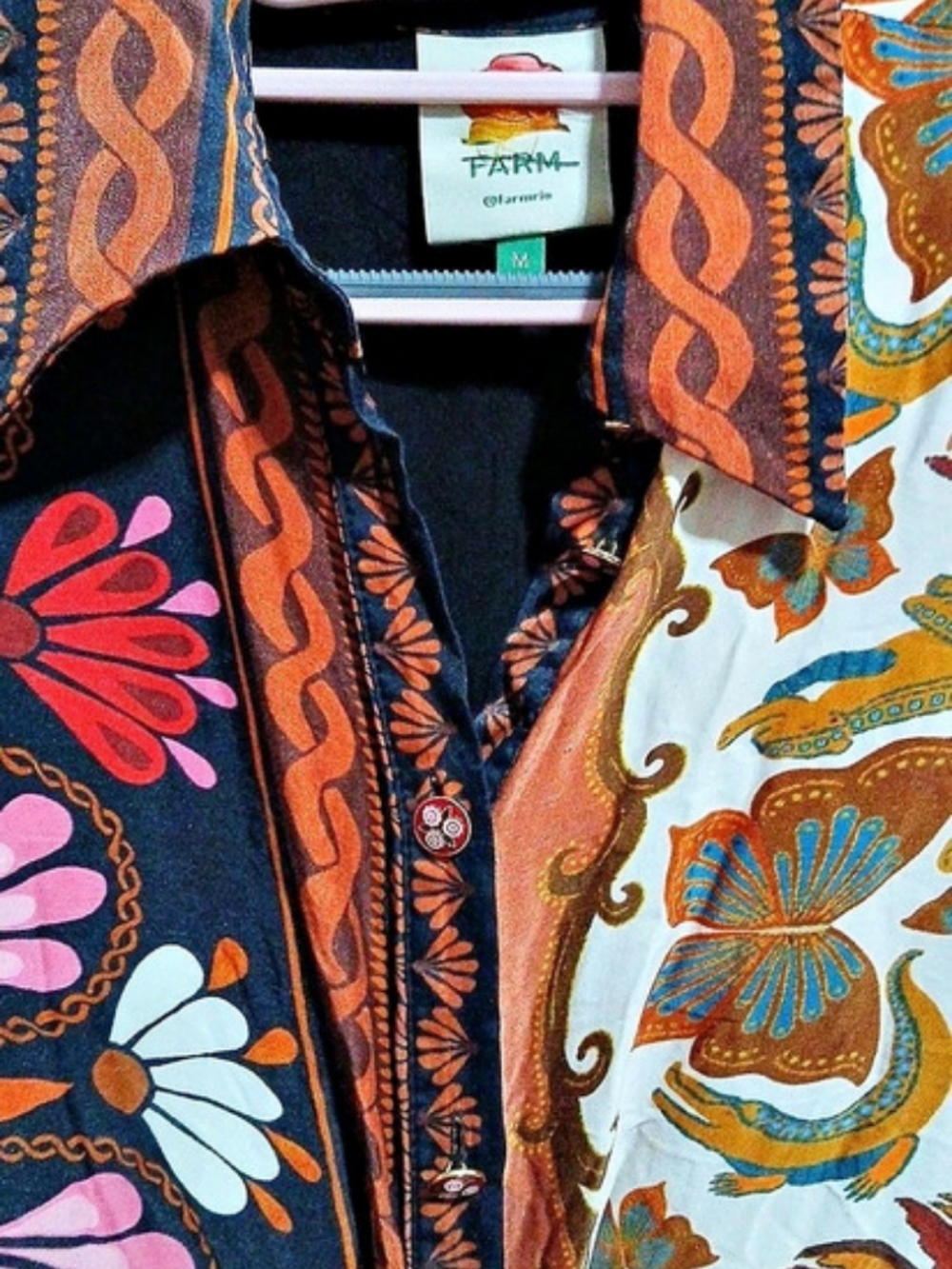 Farm Rio Miranda Mixed Printed Button Front Midi Dress - Picture 8 of 10